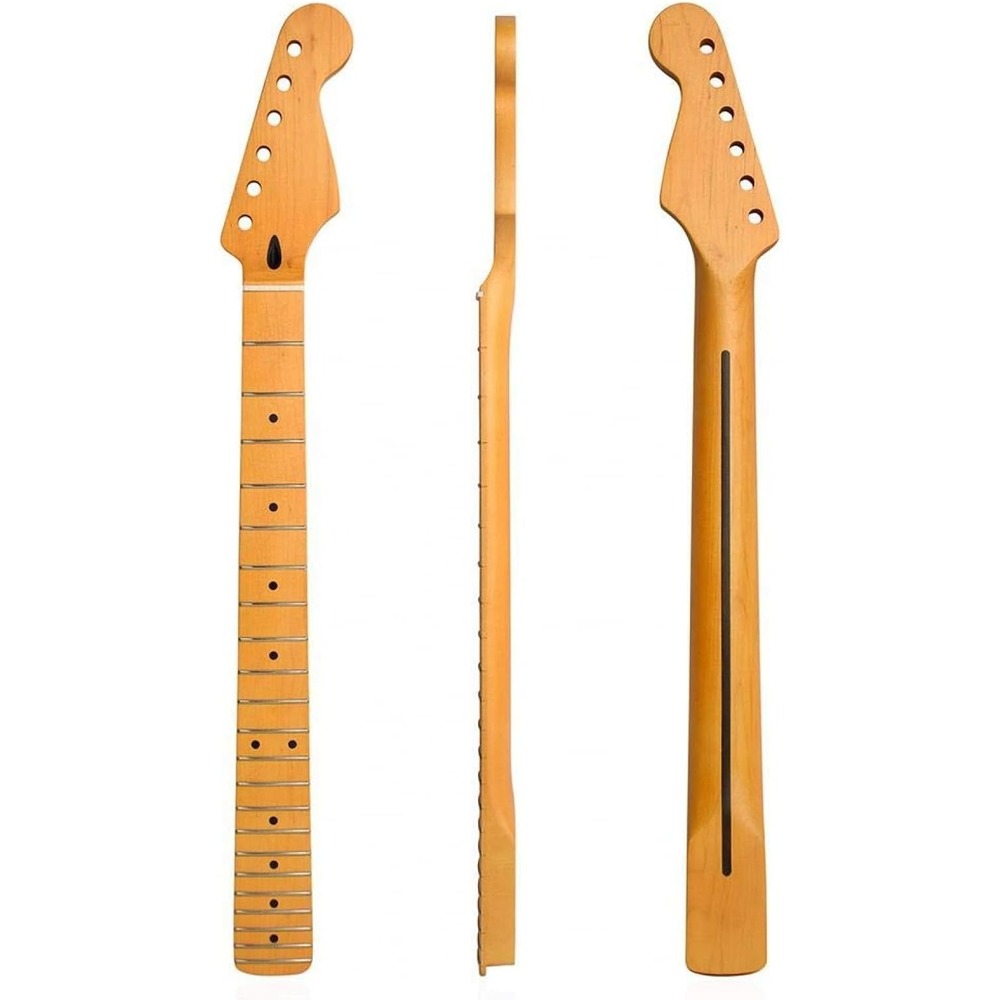 Renhuavoy Matte Yellow 22-Fret Electric Guitar Neck Replacement